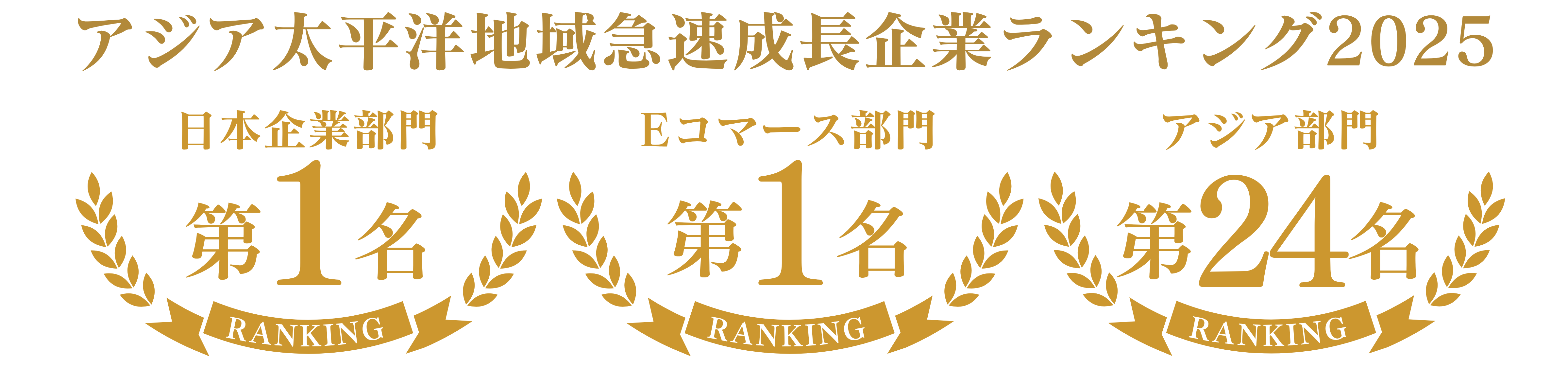 アジア太平洋地域急速成長企業ランキング2025 日本企業部門第1名 / Eコマース部門第1名 / アジア部門第24名